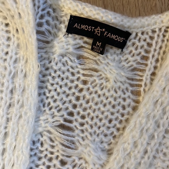 Almost Famous New Crochet Open Cardigan Sweater M - Picture 2 of 6